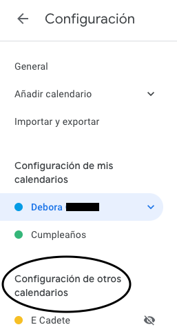 Mis calendarios en Google Calendar Mis calendarios en Google Calendar