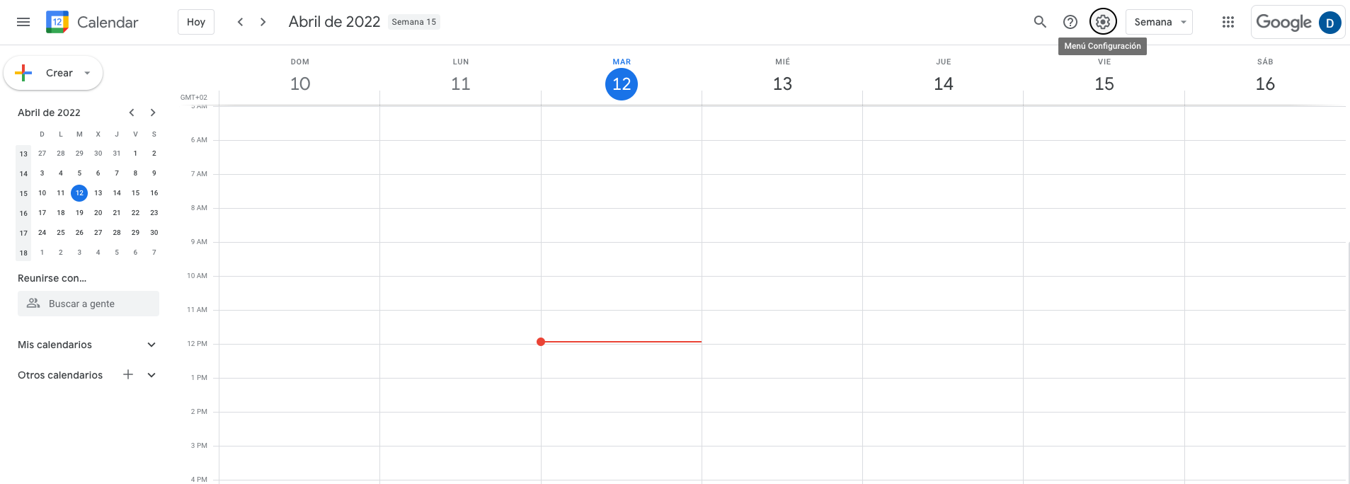 Configuración en Google Calendar Configuración en Google Calendar