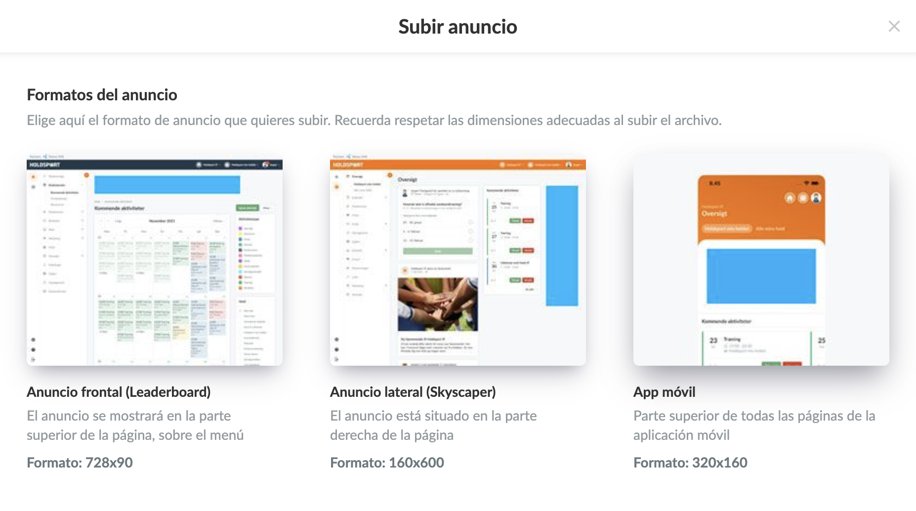 Subir anuncios publicitarios Subir anuncios publicitarios