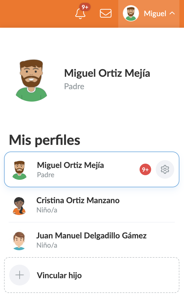 Perfiles de hijos vinculados al perfil parental